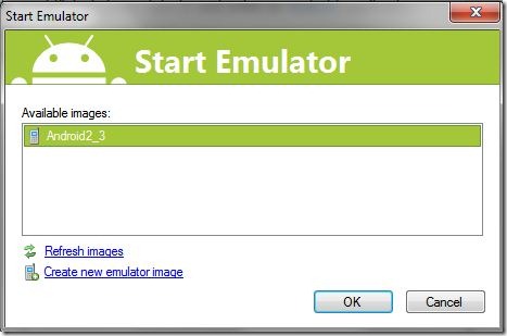 Select an emulator to start or create a new one