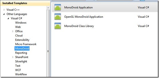 New MonoDroid project in Visual Studio 2010